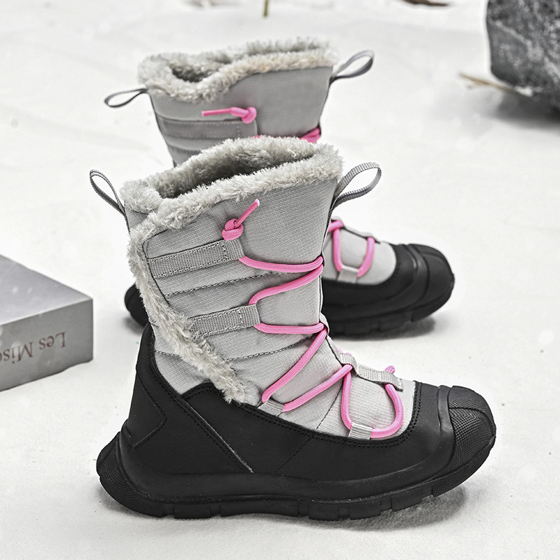雪地靴女童（配两种颜色鞋带）防滑2024冬季加棉儿童短靴保暖棉鞋