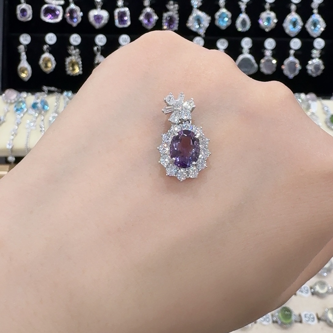 银S925镶嵌吊坠(不含链)紫晶