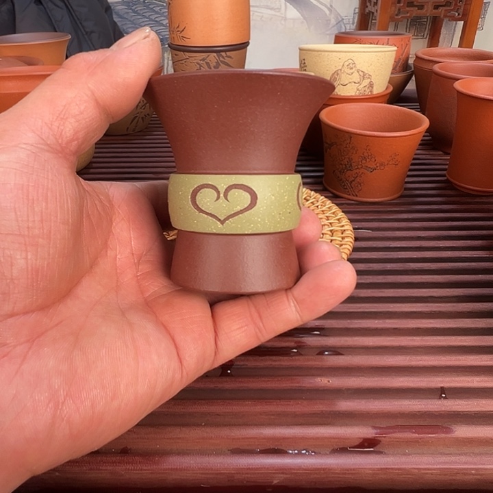 茶杯紫砂粉浆小酒杯事事如意杯70cc