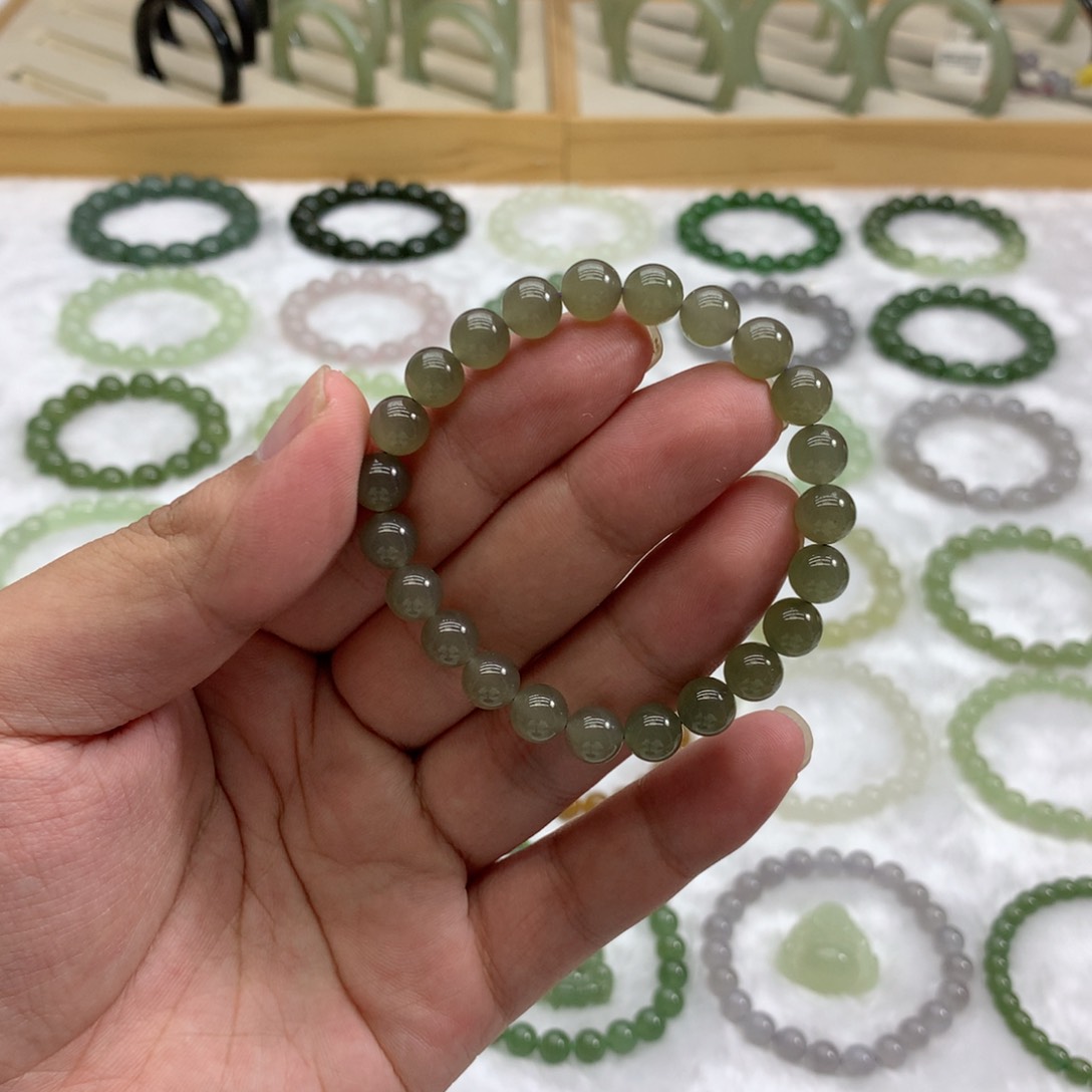 未镶嵌手串和田玉（冰藕灰7.7）
