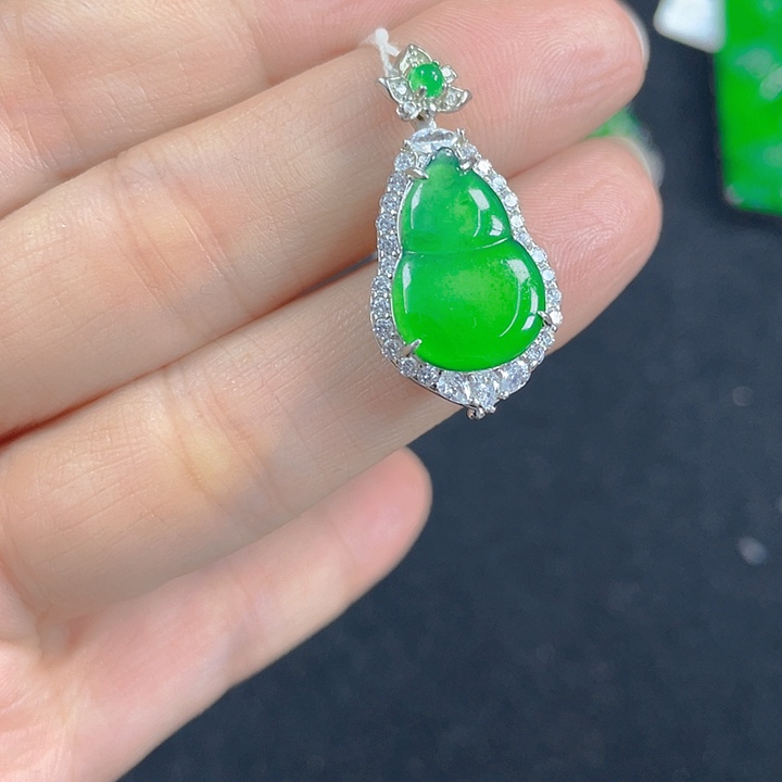 翡翠银S925镶嵌吊坠(不含链)