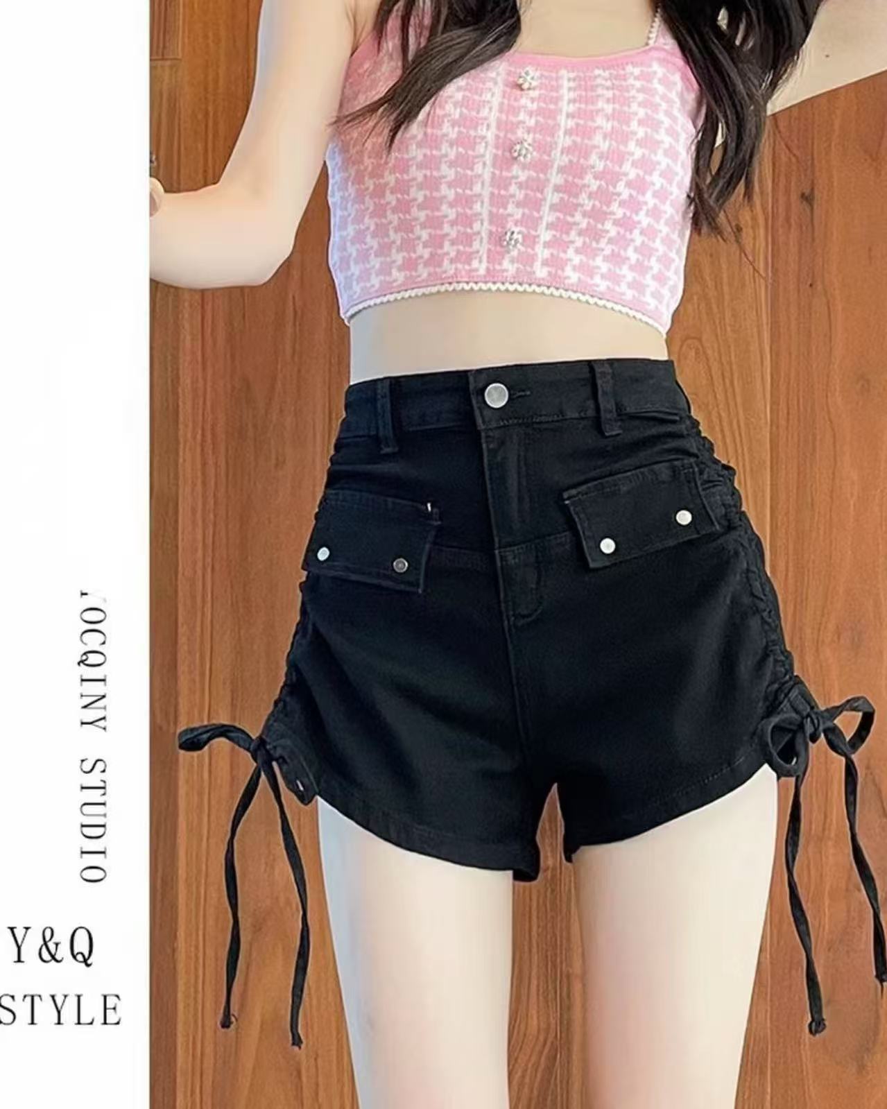 【YZ•衣系列】NN3399-时尚女装设计感牛仔短裤百搭高腰辣妹显瘦