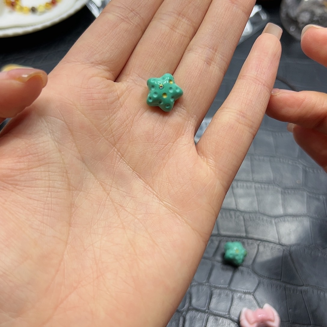 银S925镶嵌手链烟晶菱镁矿小星星配件