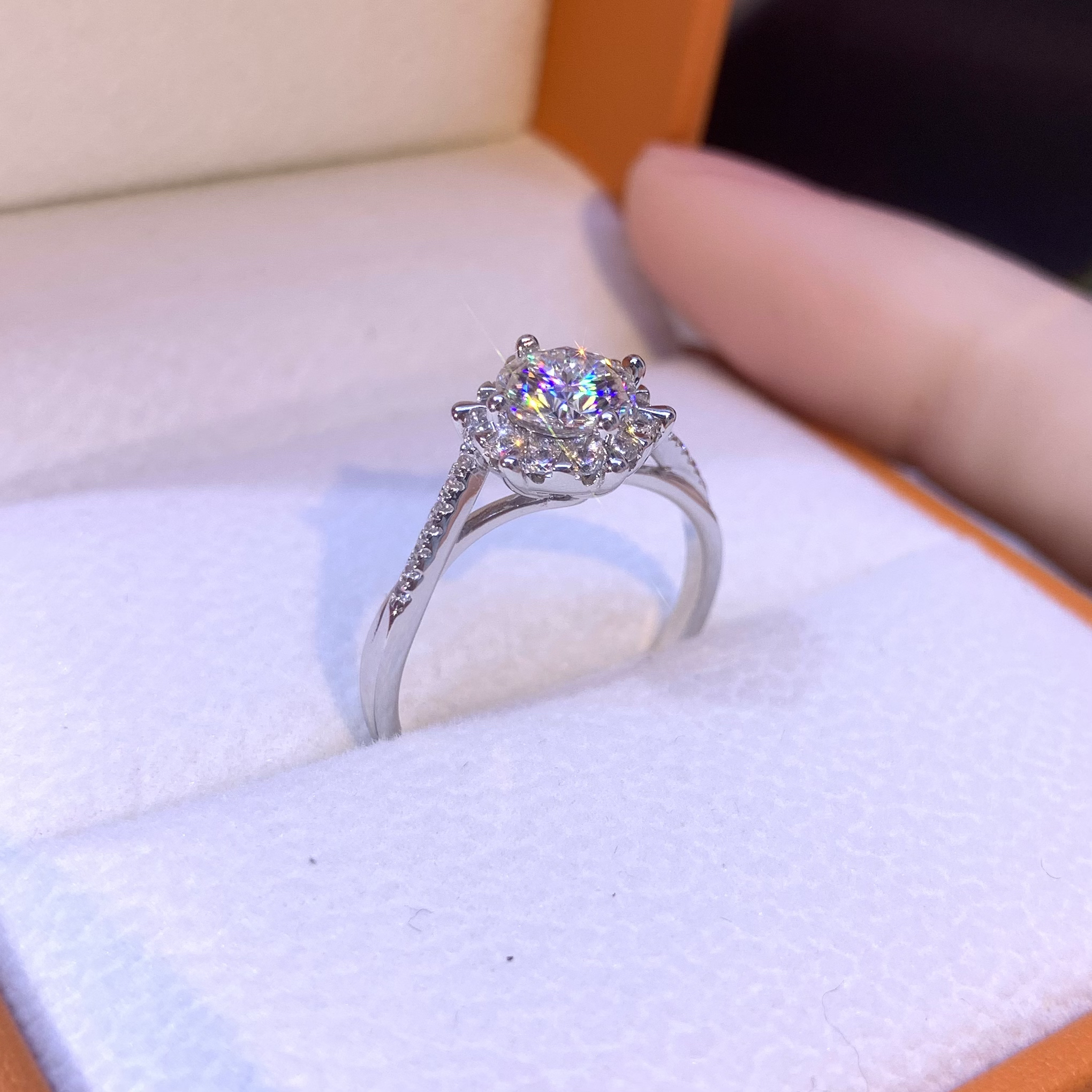 925银莫桑石戒指 【星织】正品高端轻奢时尚情侣莫桑钻戒合成碳硅石