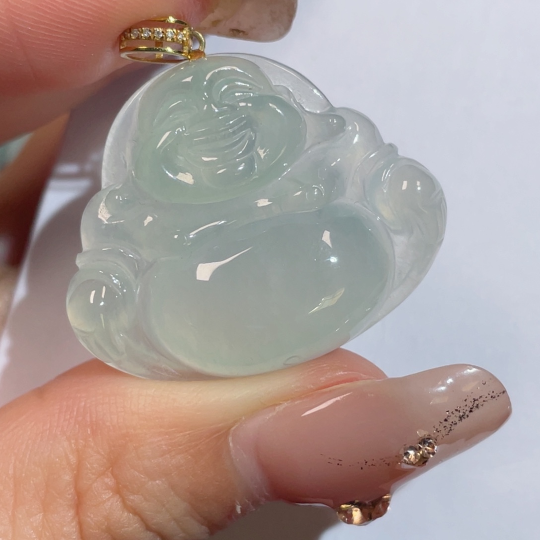 翡翠颈饰18K金镶嵌佛公