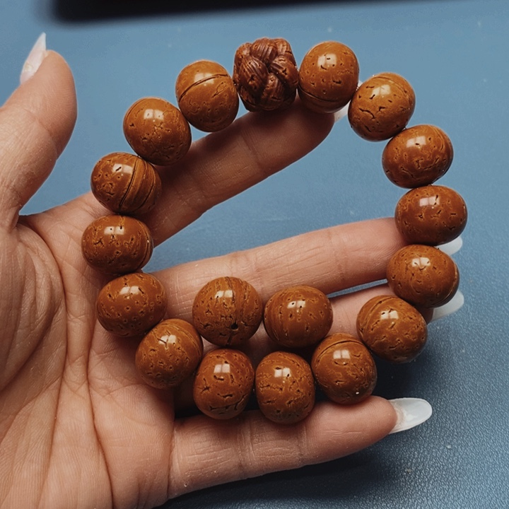 桃核手串苹果17花皮色差剪刀口15颗