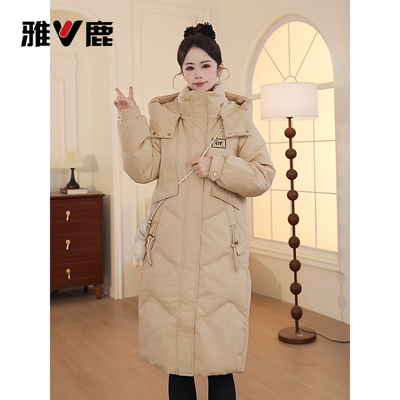 V/雅鹿【树树】羽绒服运动时尚休闲连帽中长款加厚保暖宽松防风秋冬