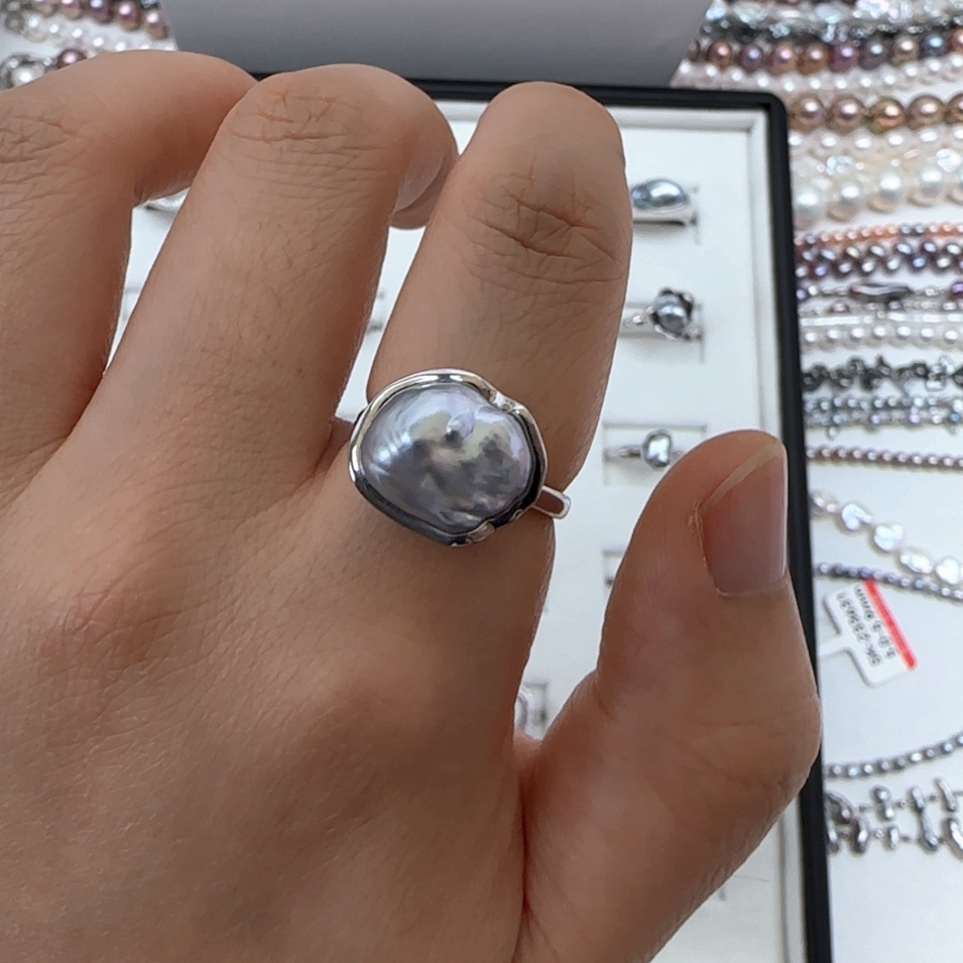 海水珍珠戒指银S925镶嵌