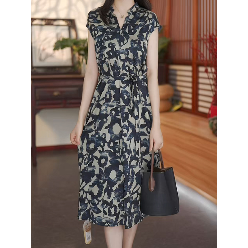 【云纹裁衣】25新款夏季真丝桑蚕丝连衣裙夏季复古宽松裙白露12580