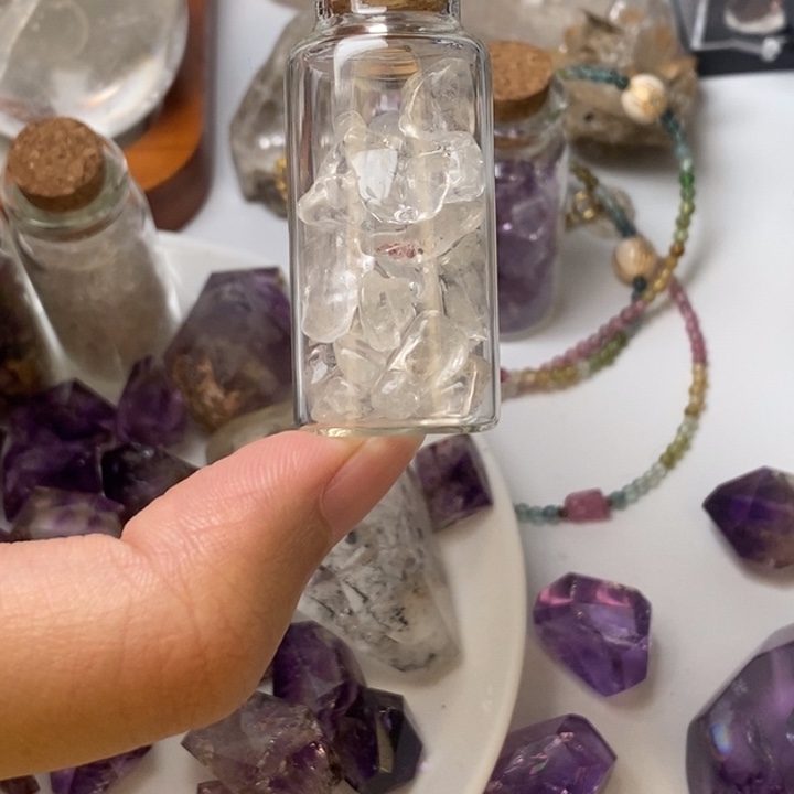 水晶吊坠(不含链)未镶嵌大颗粒白水晶许愿瓶3瓶