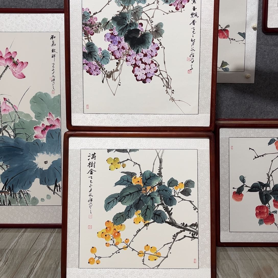 国画书画作品带框63×63