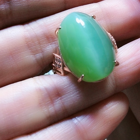 和田玉戒指银S925镶嵌