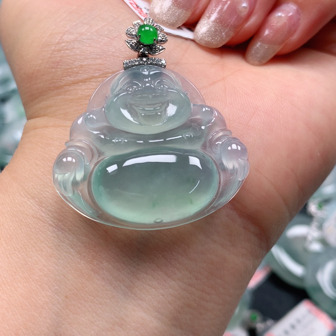 翡翠颈饰18K金镶嵌梦*丶天然翡翠