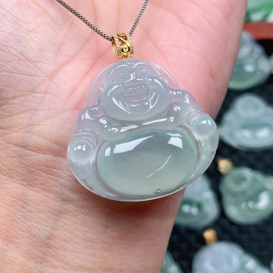 翡翠吊坠(不含链)18K金镶嵌