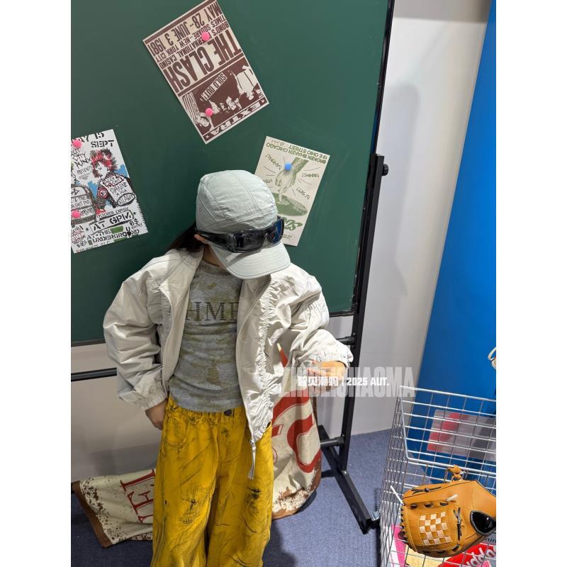 外套春秋装新款薄款时尚小童韩版休闲风褶皱外套