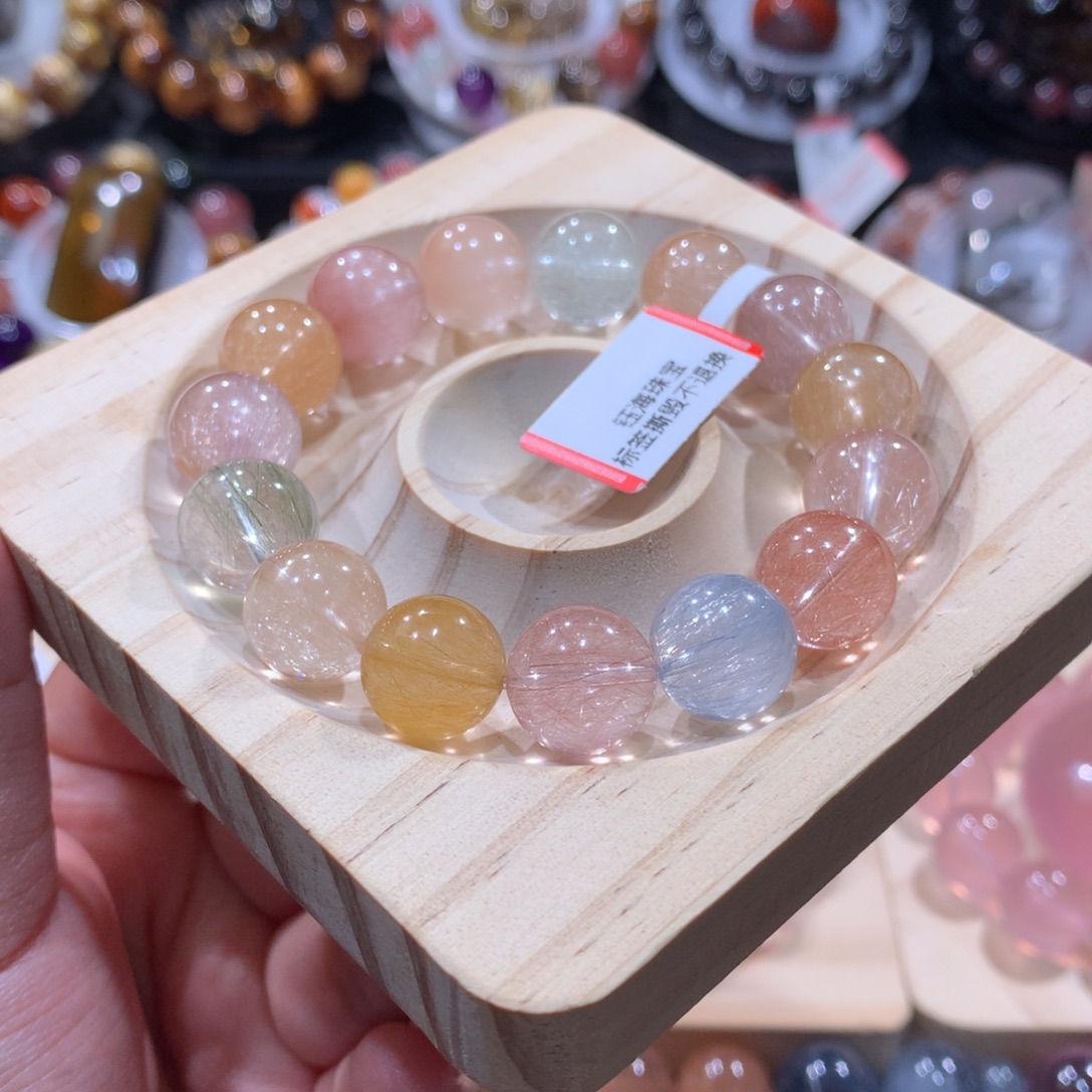 水晶手链未镶嵌彩兔毛手链13左右