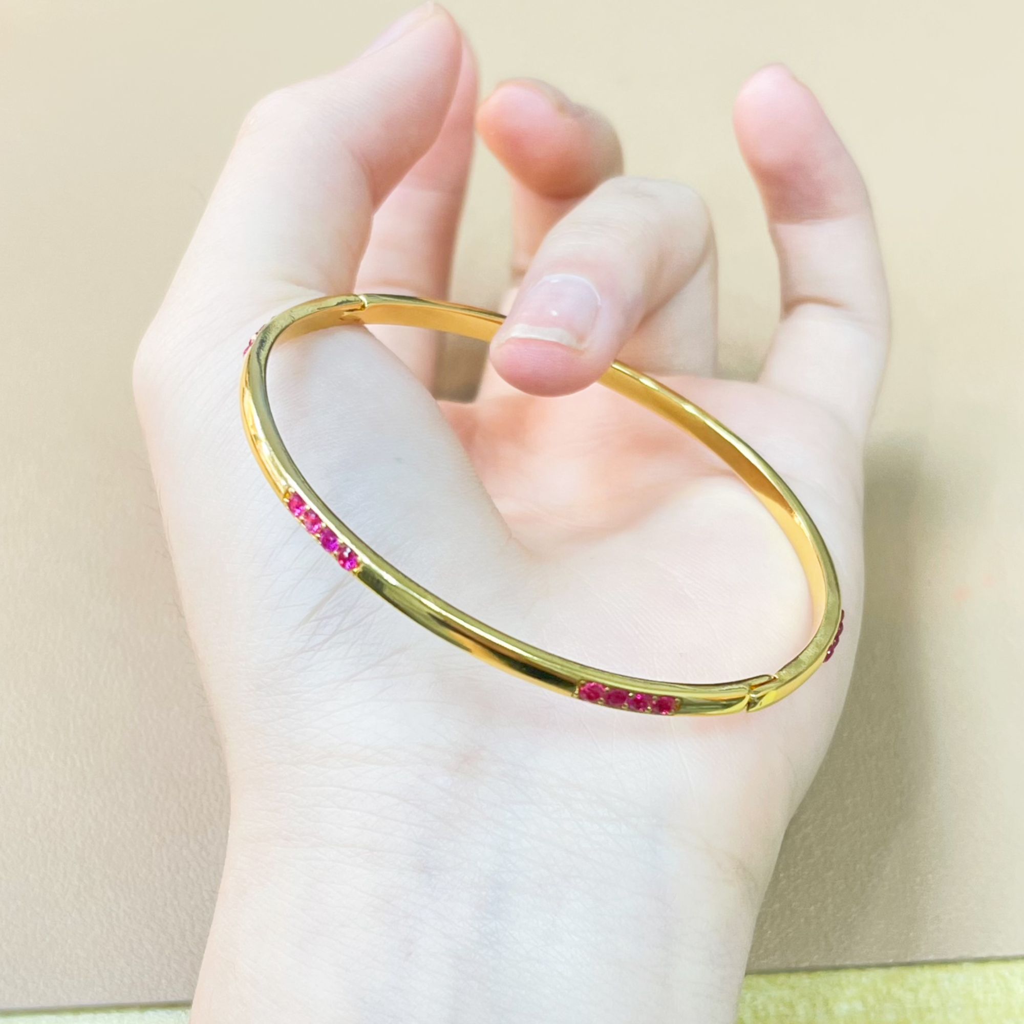 培育红宝石-中国好珍宝【63】红宝石精致设计款手镯【质检发货】