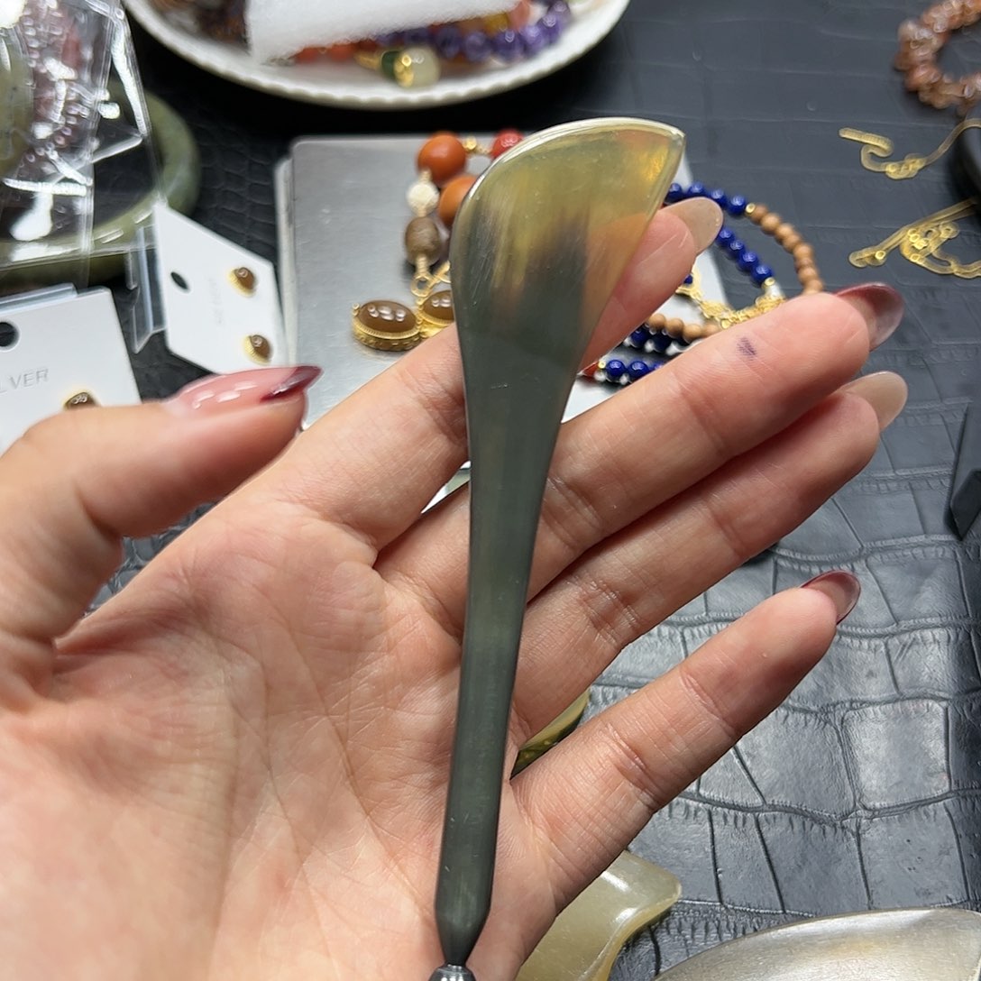 银S925镶嵌手链烟晶拨筋棒