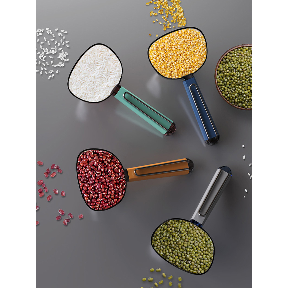 新疆包邮乌市直发舀米勺多功能家用厨房五谷杂粮勺子带封口夹挖面