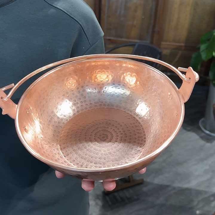 紫铜手工制作摆件吊锅23口径平底