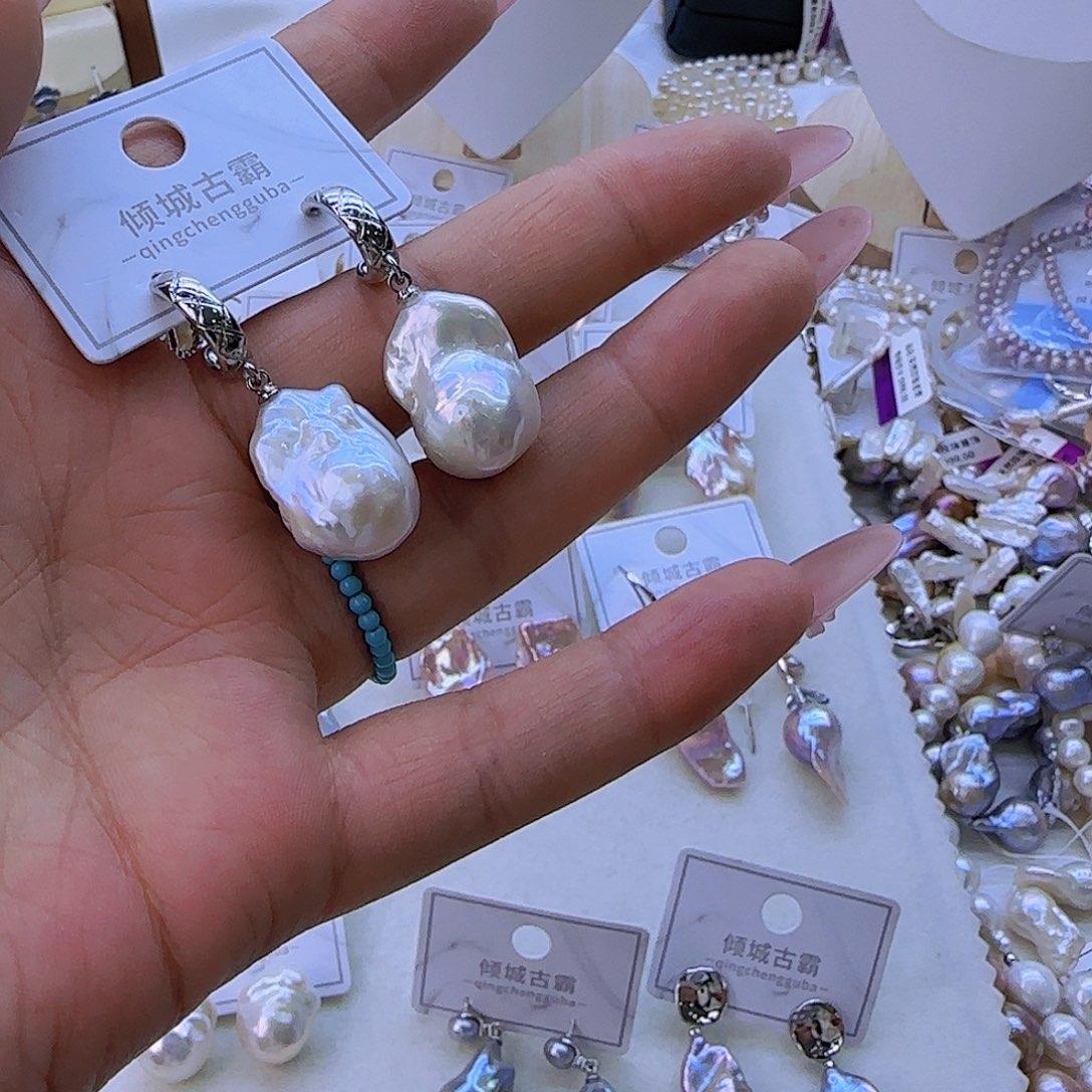 银S925镶嵌淡水珍珠项链定制595蓝*@