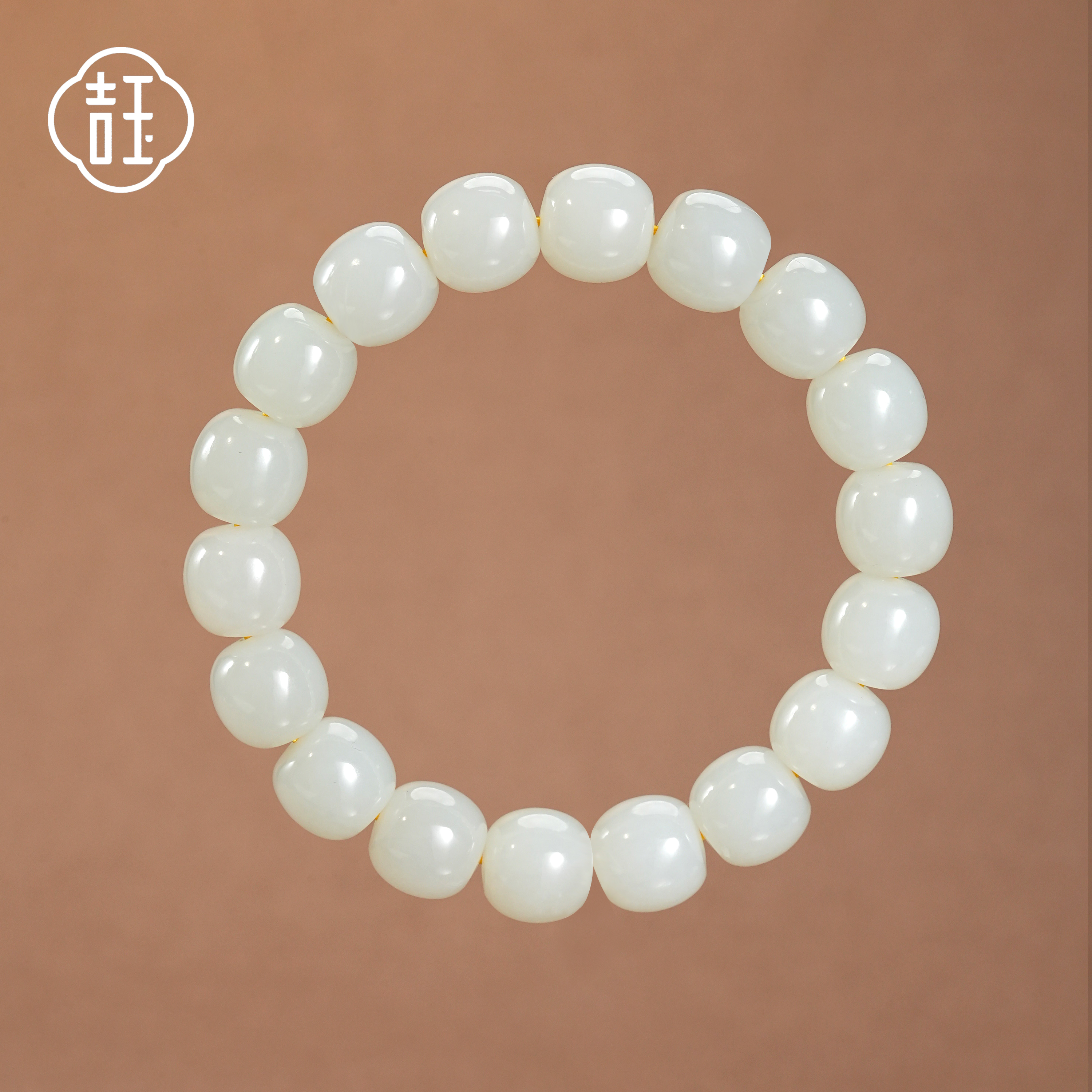 【吉玉205-396】新疆和田玉白玉子料手串11.5x12mm 含N1证书 A
