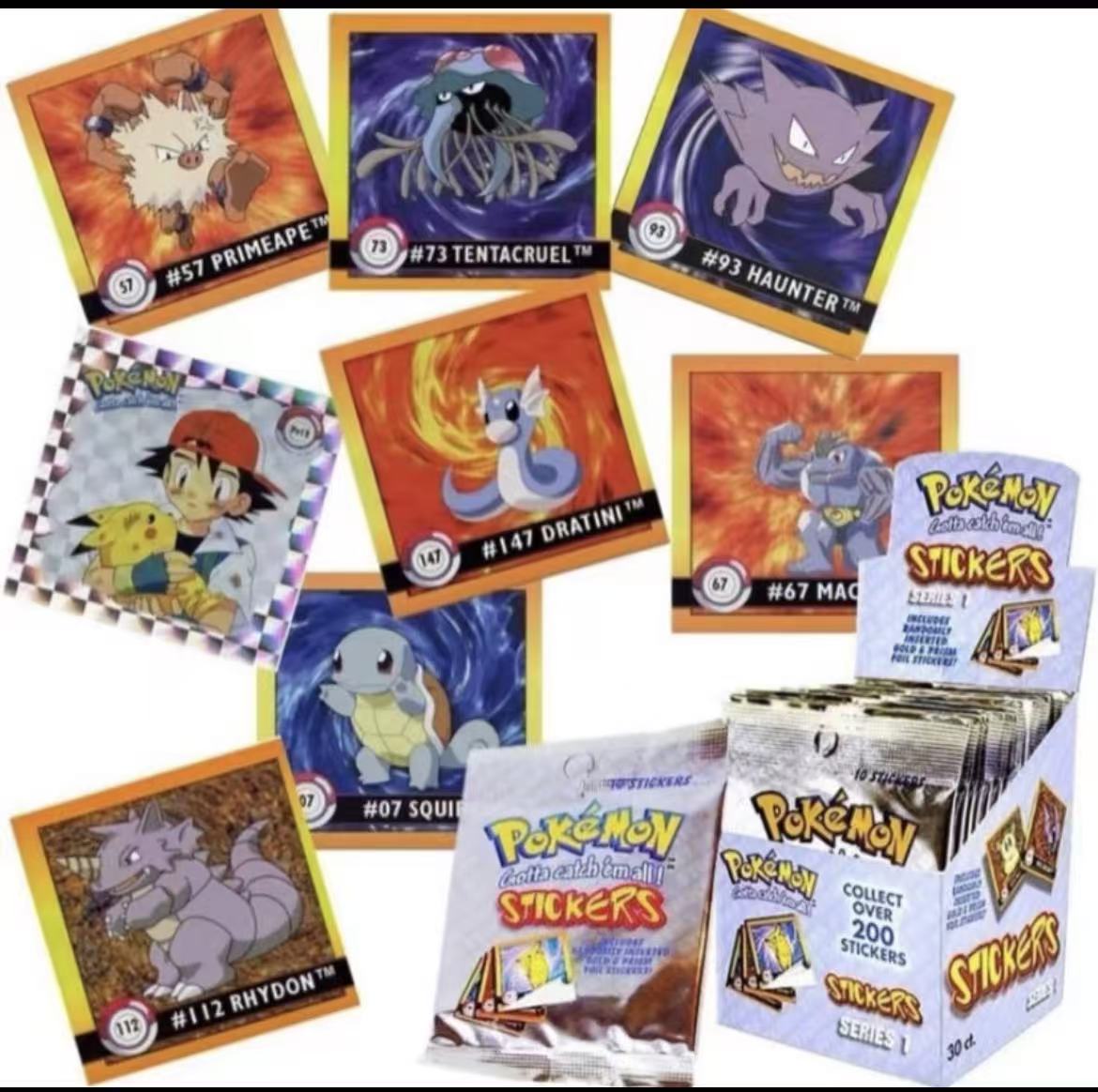 宝可梦盲盒Pokemon 贴纸 1999年 artbox贴纸