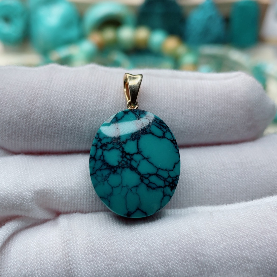 绿松石18K金镶嵌珠宝奇石