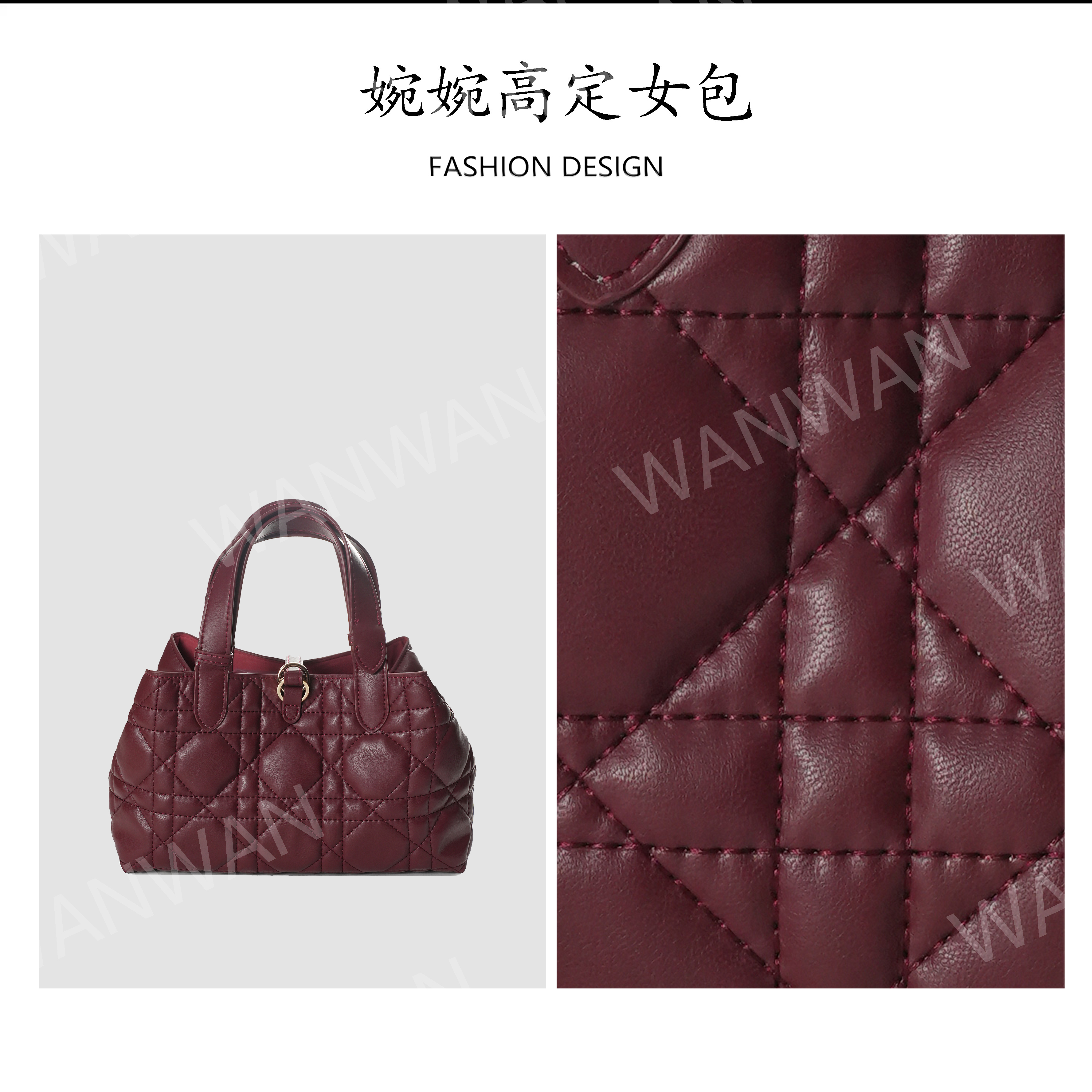 法式单根少女风横款简约风斜挎包时尚手拎包IF8933-23-酒红色