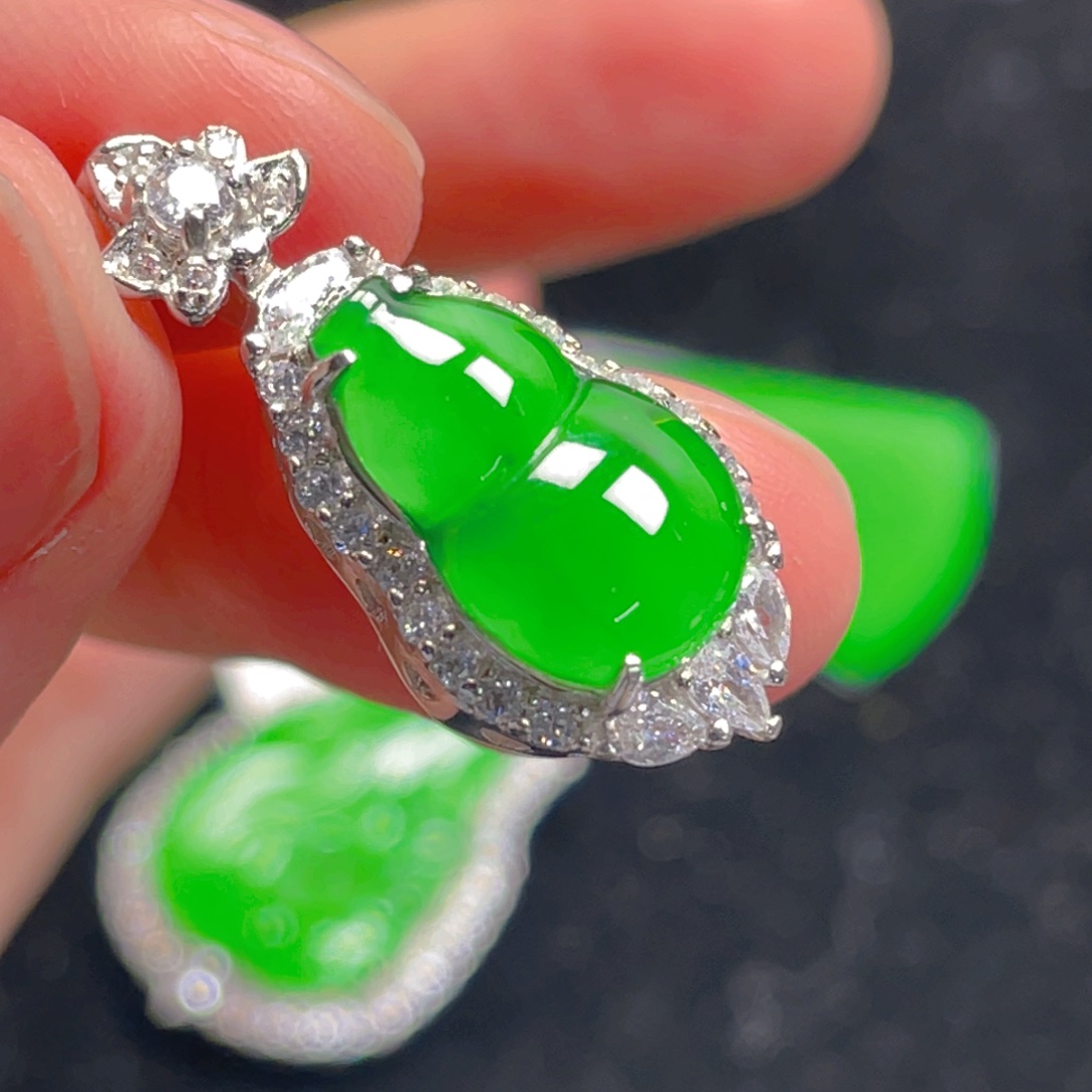 翡翠吊坠(不含链)银S925镶嵌