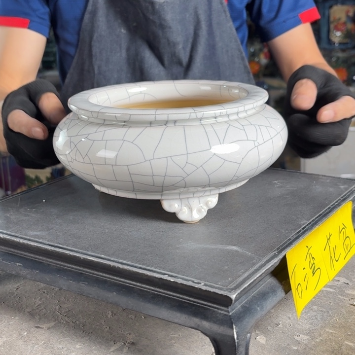 一风堂石湾花盆 内14^7高温裂微瑕