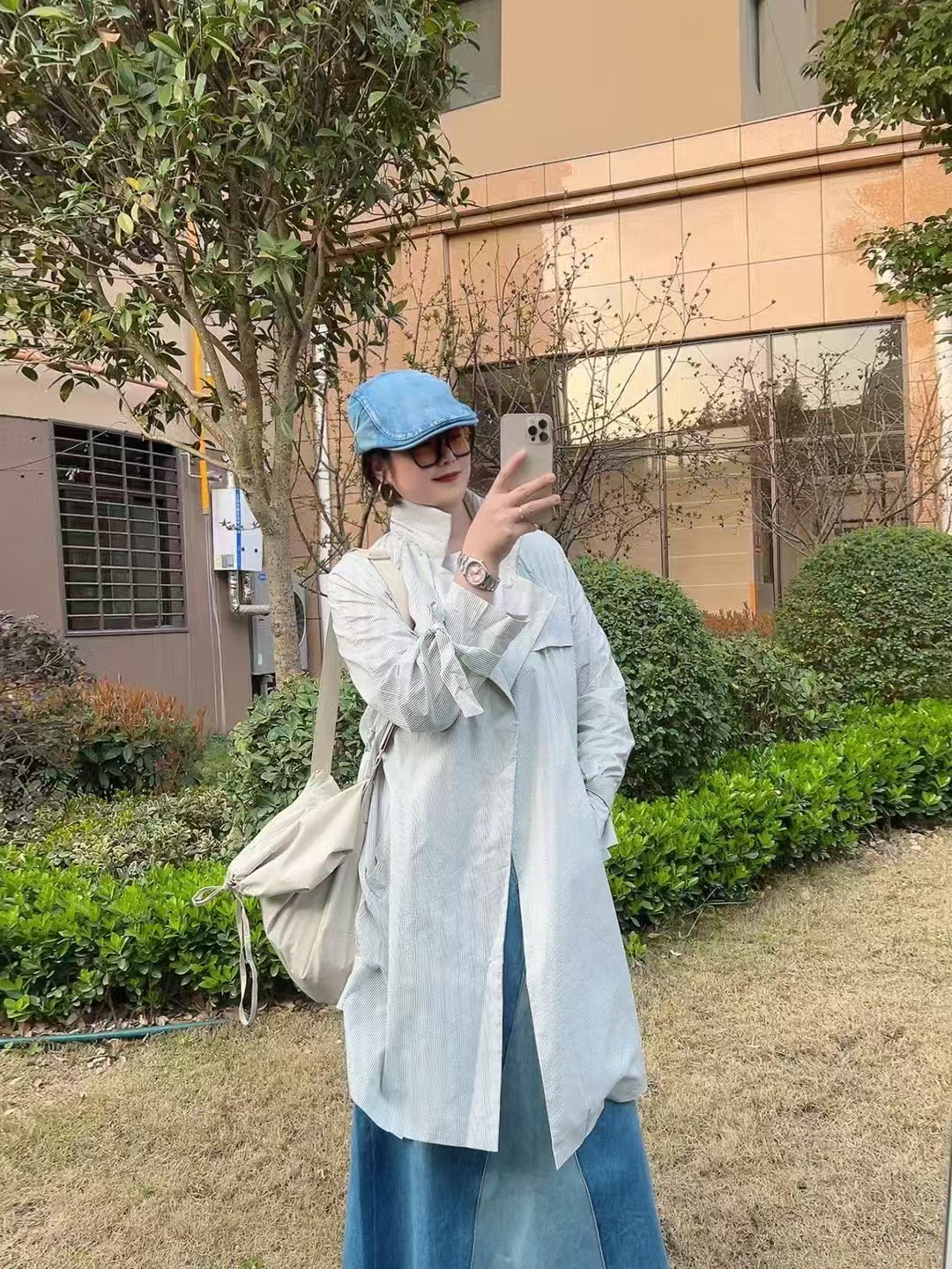 不支持退换/常规法式条纹通勤休闲百搭中长款风衣1400114