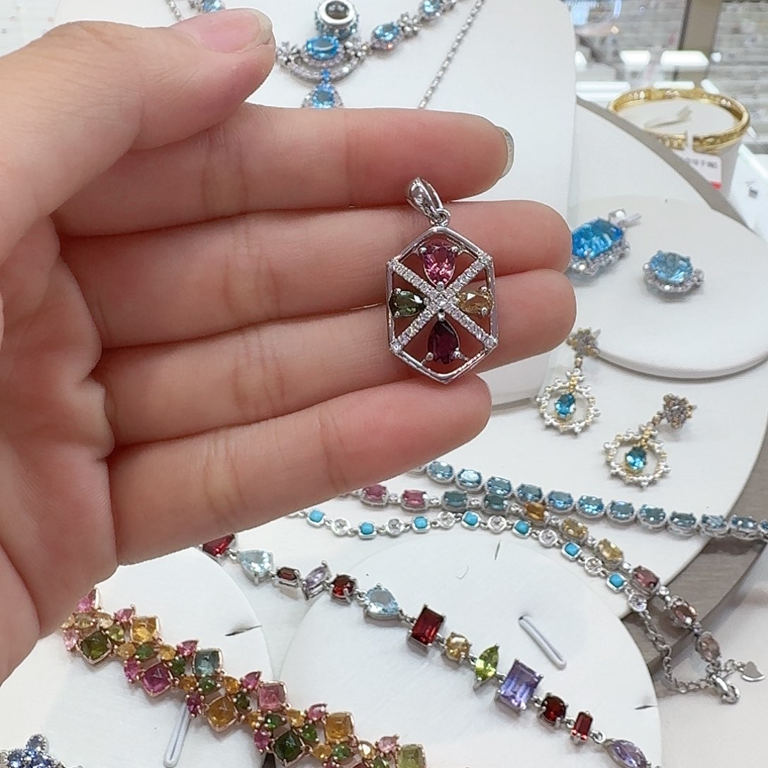 银S925镶嵌颈饰碧玺—151