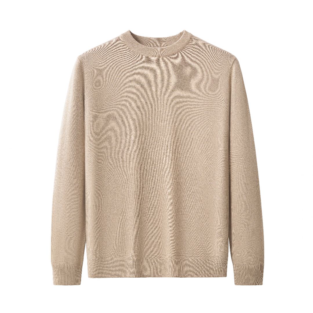 新潮百搭男士圆领套头长袖打底衫双面暖绒秋冬时尚内搭毛衣针织衫