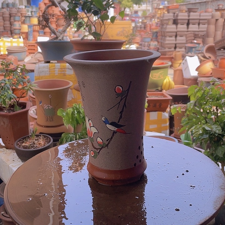 紫砂宜兴紫砂精品灰舍得兰花盆