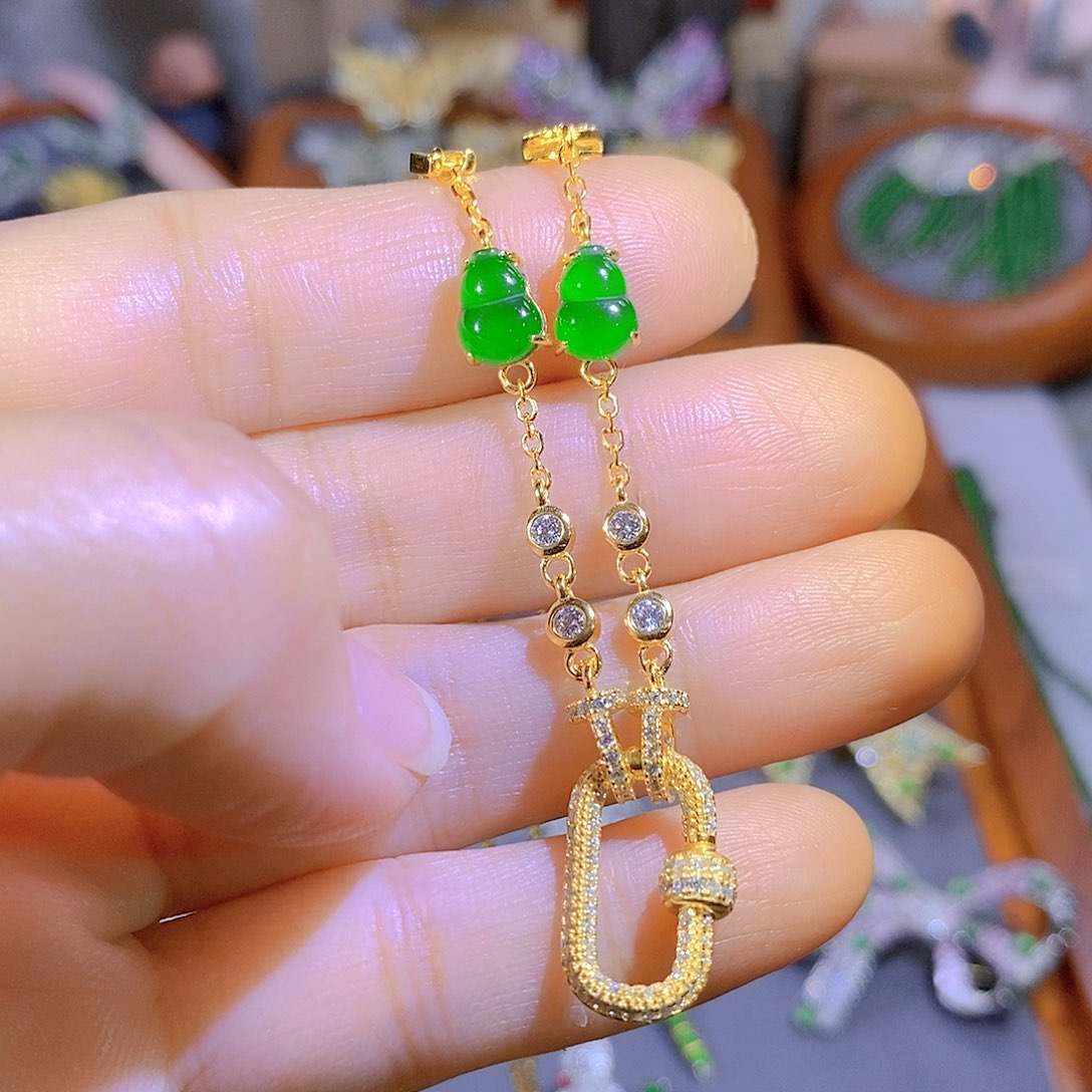 颈饰银S925镶嵌翡翠