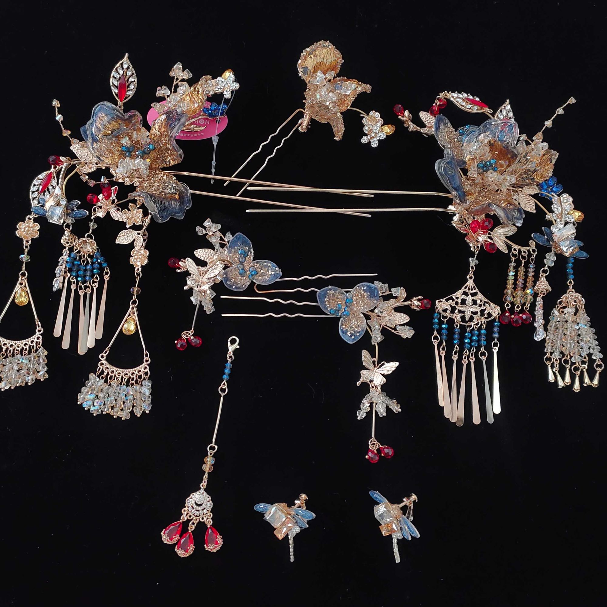 新款金蓝新娘结婚饰品中式百搭