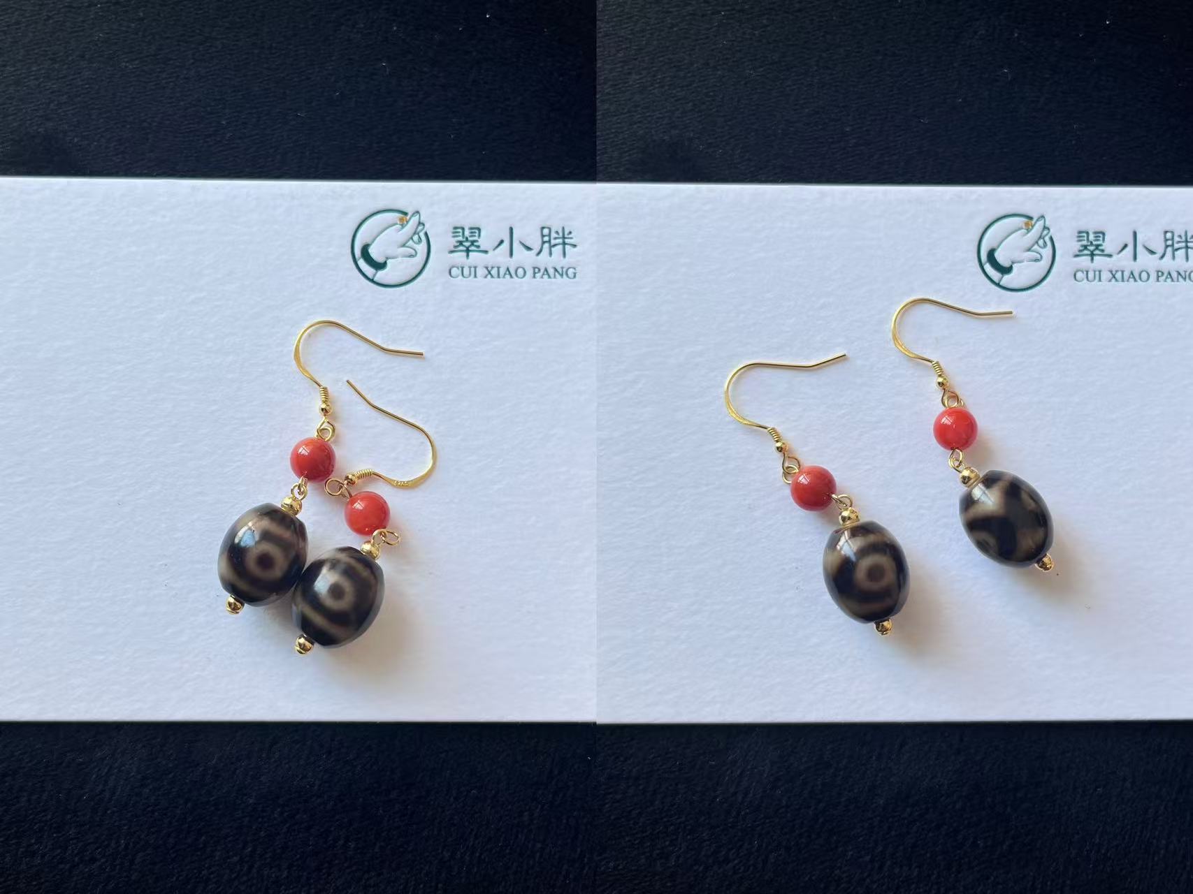 翠小胖三号店 s925熊猫三玛瑙耳坠搭南红SYTZ023 多样性发1
