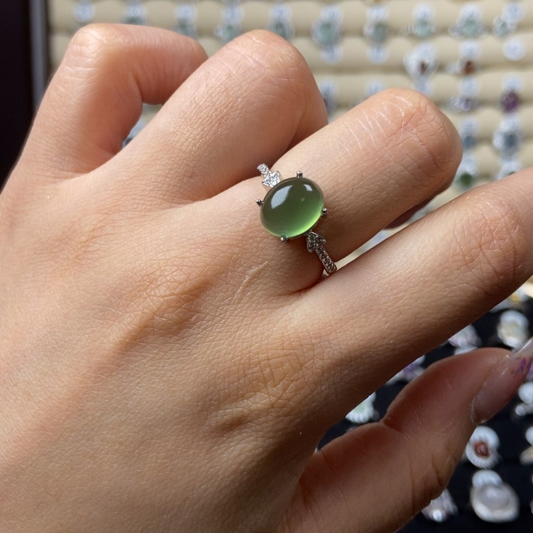 岫玉戒指银S925镶嵌公****?