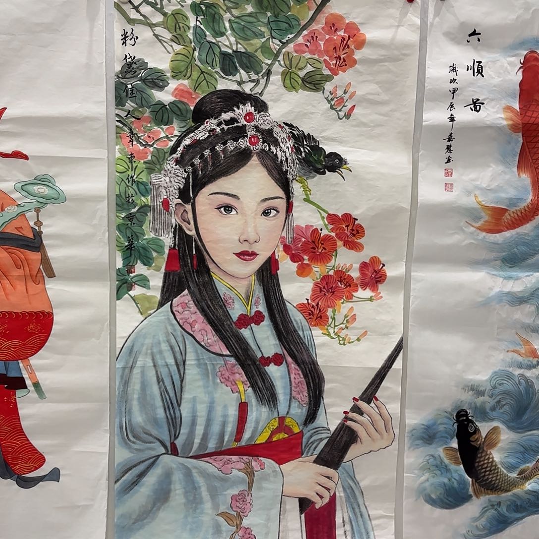 国画尺寸70X138手绘作品