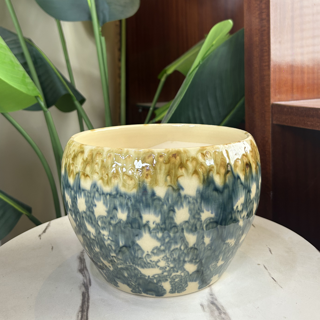 C200口19高15简约陶瓷透气花盆适合室内外花卉绿植盆栽装