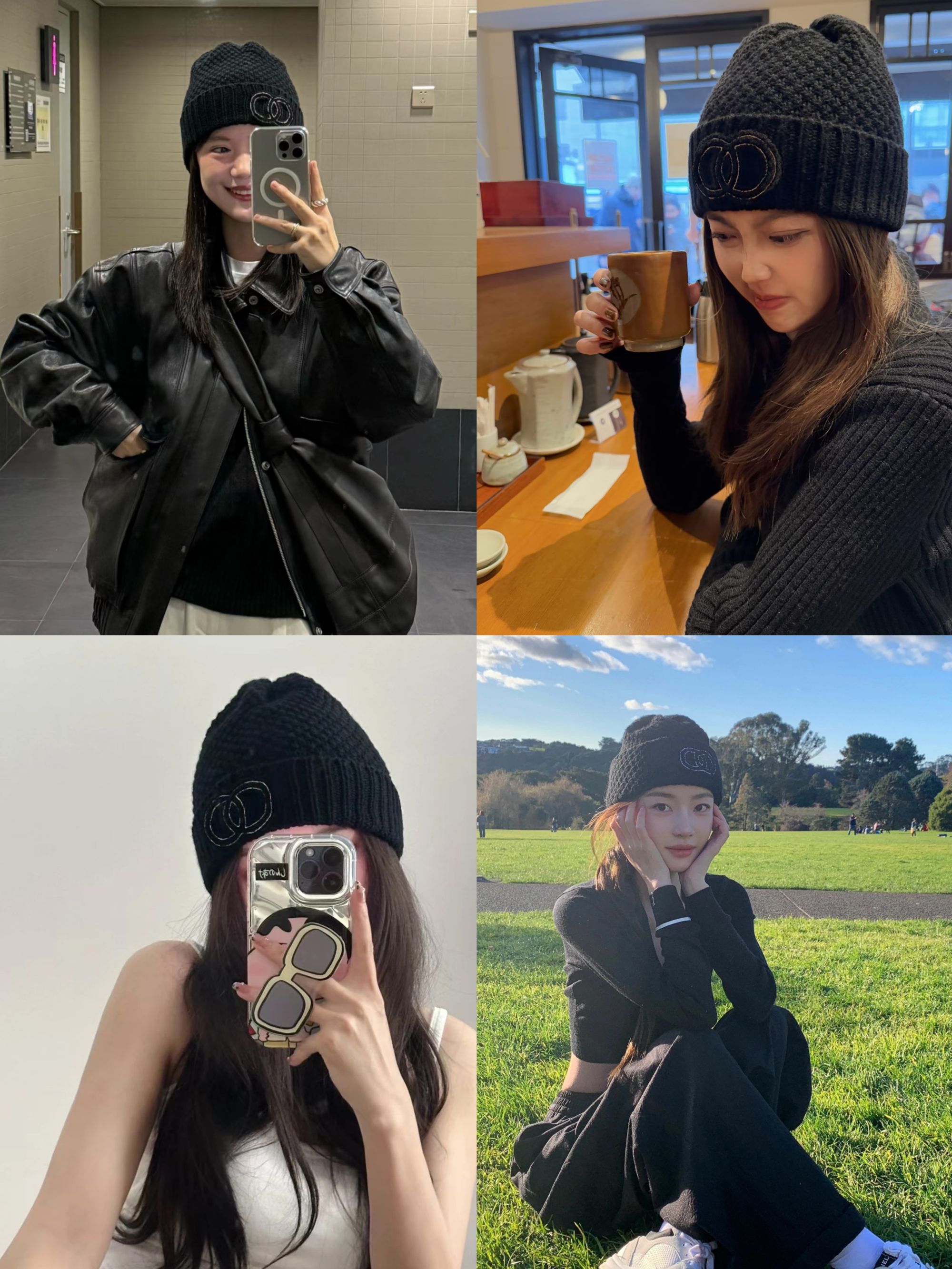 加分单品 LOGO贴布绣冬季氛围感百搭保暖显脸小针织冷帽50683