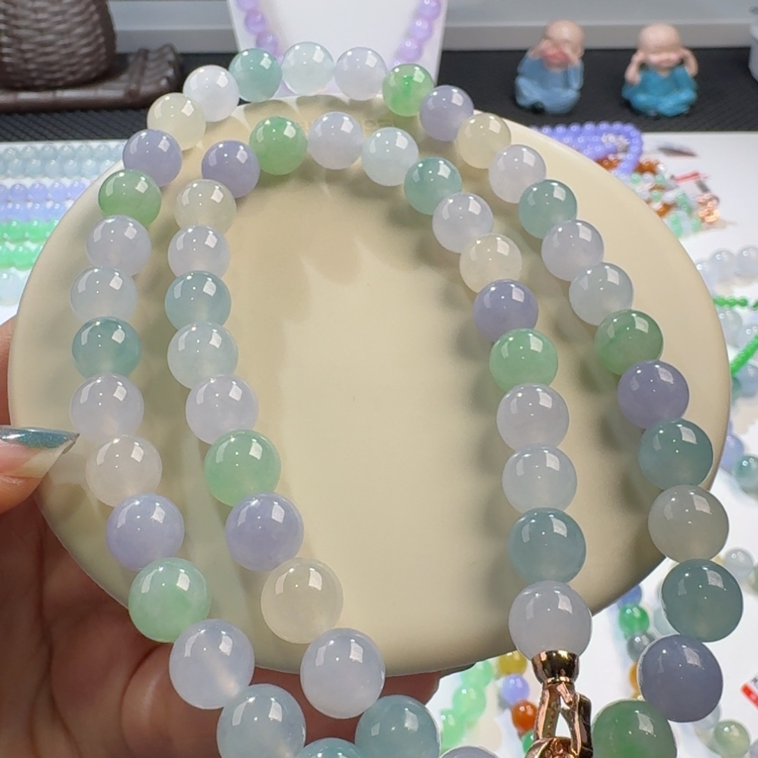 翡翠手链未镶嵌冰胶马卡龙项链卡10 梦幻！