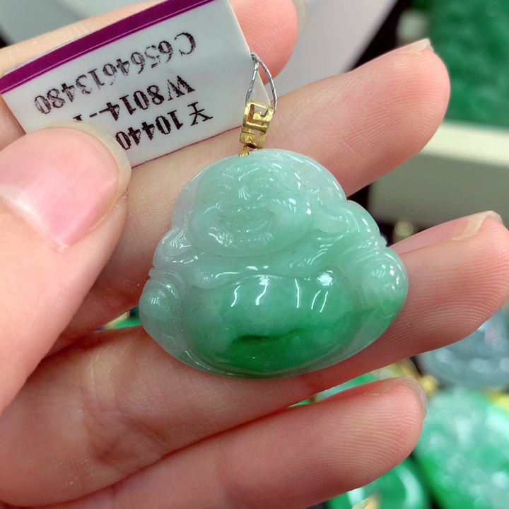 吊坠(不含链)18K金镶嵌翡翠