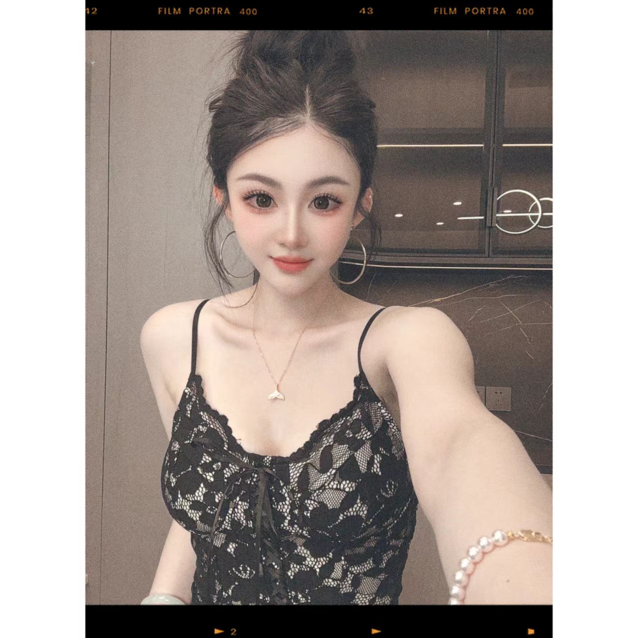 曼曼【浪漫旧梦】 韩版设计感提花内搭性感抹胸背心女