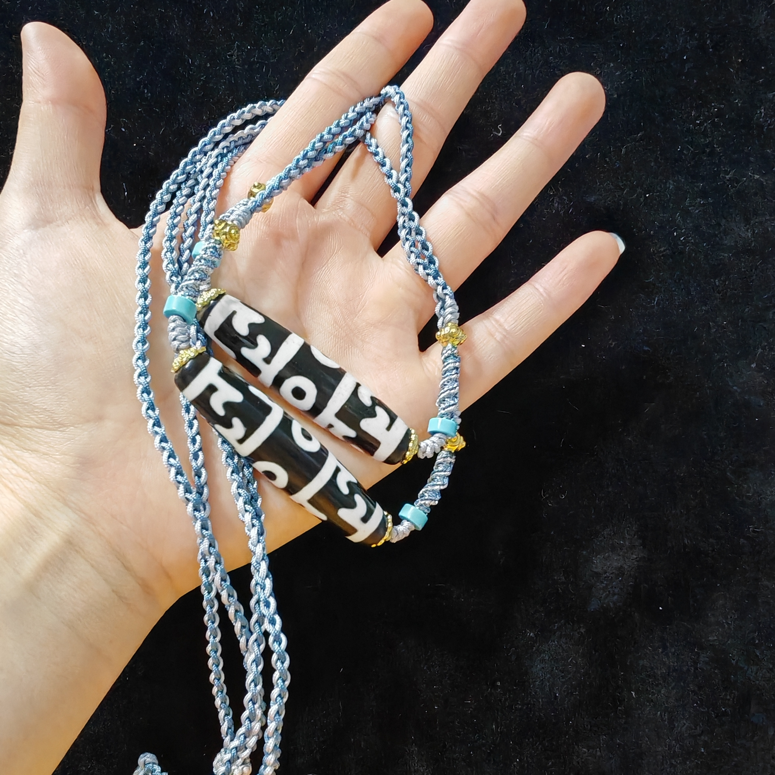 【曹美丽精选】H18431-玛瑙DIY脖挂-（莲师三眼）多样性发其一-49*7mm