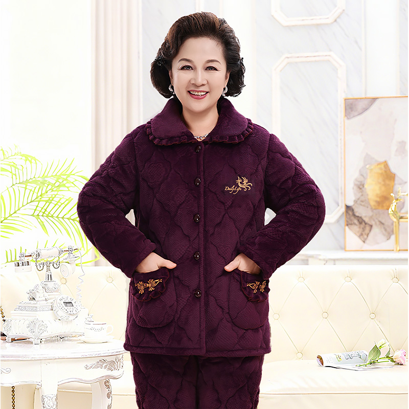 中老年女老人家居服套装父母睡衣冬季奶奶装睡衣保暖