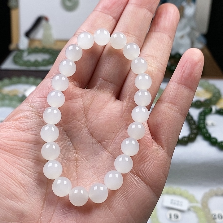 和田玉手串未镶嵌小*冻8mm 