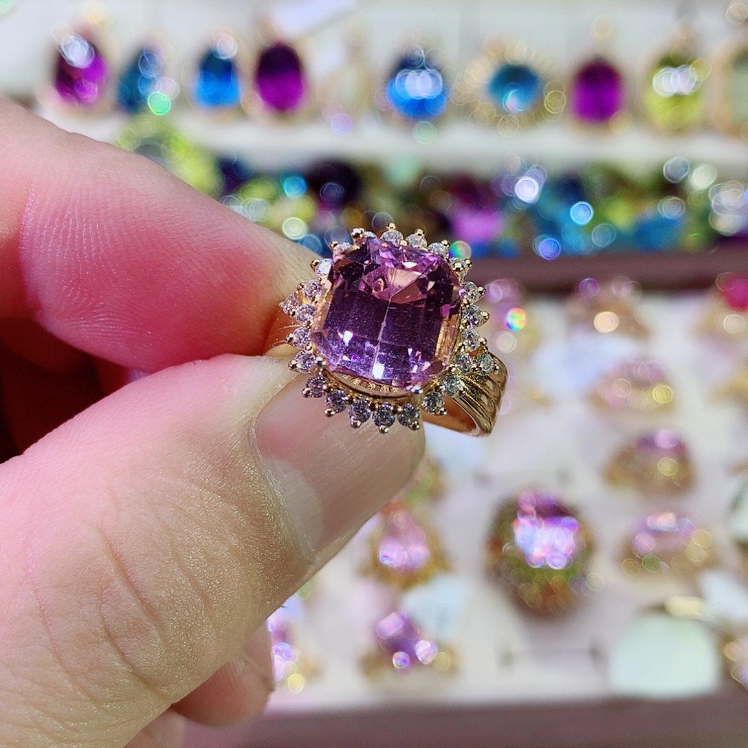 戒指锂辉石银S925镶嵌?***?