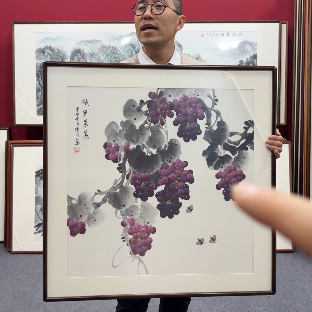 国画带框绘画80/80尺寸